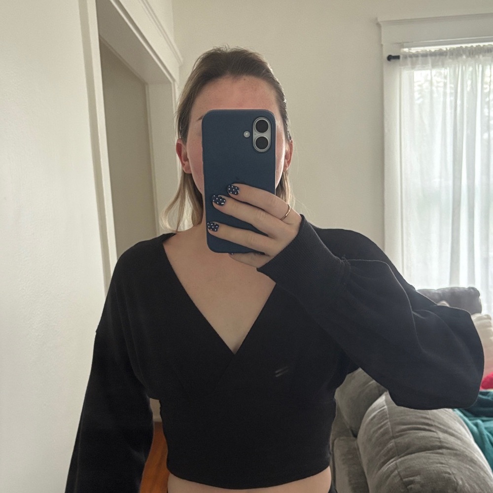 Free People Black V-Neck Blouse